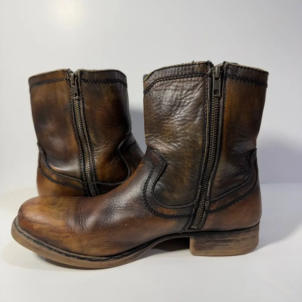 Bedstü Men’s Leather Side Zip Work Cowboy Moto Riding Comfort Boots 11